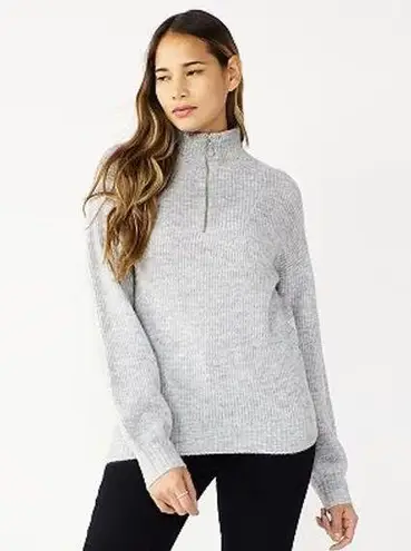 Nine West  Womens Sweater Size XXL Gray Fox Heather Quarter Zip Pullover NEW