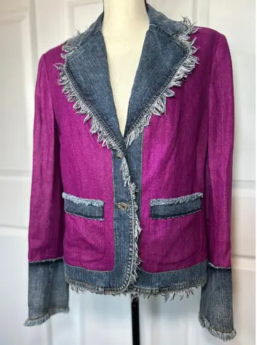 Dolce & Gabbana Dolce & Gabbana Jacket Denim Linen Purple Frayed Designer Women's 10 IT 46