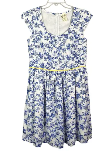 Matilda Jane Bluebird Belted Retro Floral Cap Sleeve Midi Dress Size 8 Belted