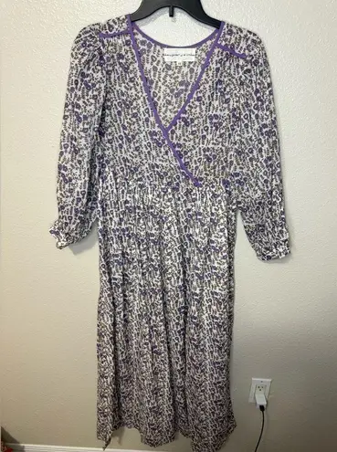 Daughters of India Binita Mini Dress Womens XS Floral Violet Feminine Boho Purple