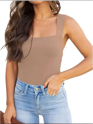 Reoria Tranquil Shores Square Neck Bodysuit Brown Size M