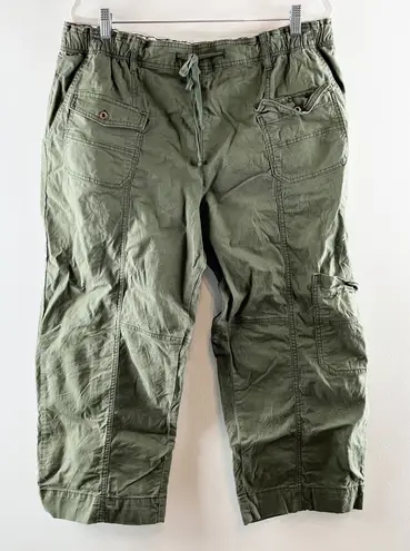 Pilcro Anthropologie High Rise Wide Leg Cropped Utility Pants Green XL