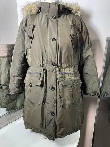 Rocawear Women's 3XL Green Parka Winter Jacket with Fur Trim Hood