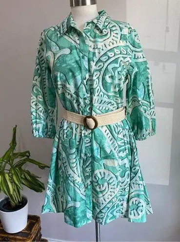 River Island Paisley belted shirt dress in green