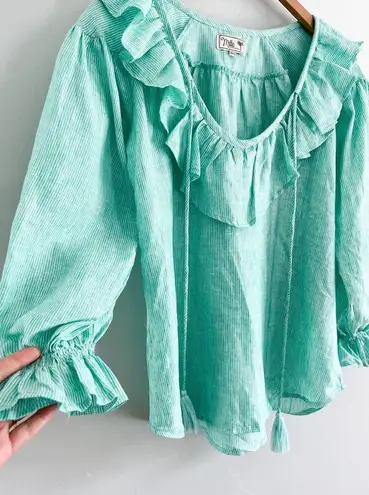 Mille Resort & Travel | May Top | Green White Stripe | Sz XXS