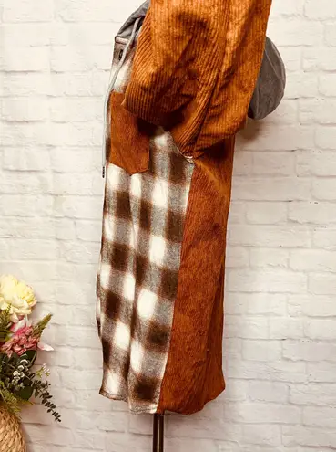 Boutique Cord & Plaid Hooded Shacket