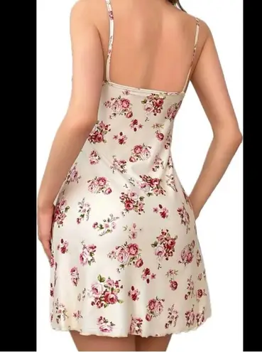 Boutique Cream White & Pink, Floral, Night Slip