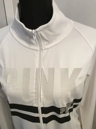 Victoria's Secret PINK Partial Zip Pull over Bling White Black Large L