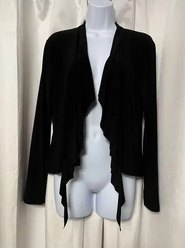 Sympli Black Romance Drape Front Cardigan Size 12 Cascade Waterfall Jersey