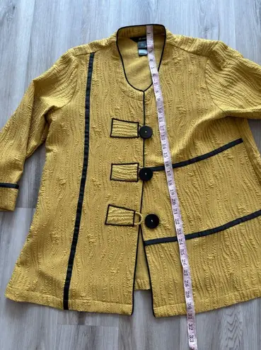 Ali Miles L Yellow Black Casual Artwear Jacket Blouse Size L