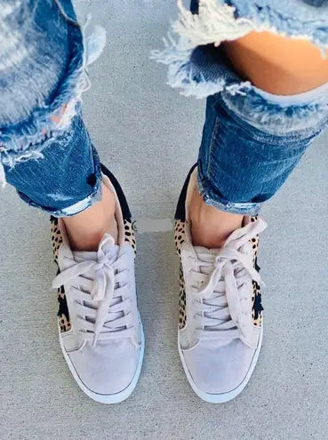 Leopard Faux Suede Star Sneaker Multi Size 5.5