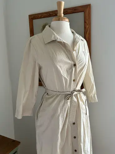 Orvis beige belted shirt dress