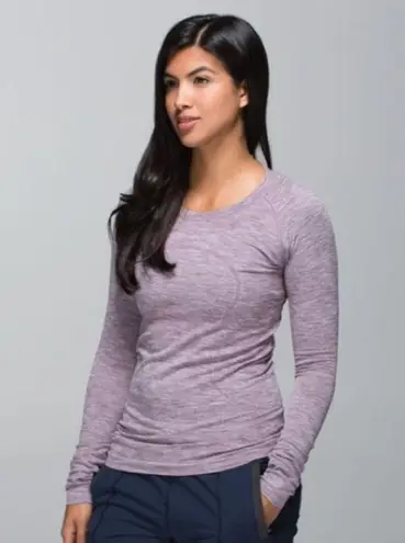 Lululemon  Swiftly Tech Long Sleeve Crew Size 4 Space Dye Heathered Purple Fog