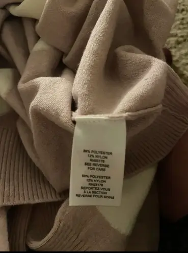 Tahari Sweater Crew Neck Pullover Pink Blush Polka Dot White L/S Women’s Medium