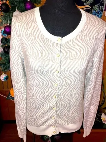 Banana Republic  medium, zebra striped button-down cardigan sweater