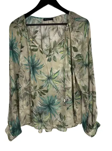 Maven West Sheer Floral Blouse Women's M 100% Cupro Tropical Lightweight Top - Image 1
