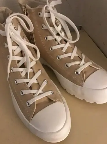 Sincerely Jules women tan platform Vespa high top sneakers US 9.5