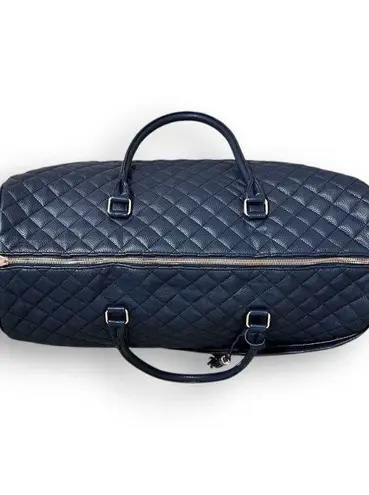 Ms. Lovely Blue Quilted Faux Leather Duffel Bag 22" Travel Weekender Tote NWT