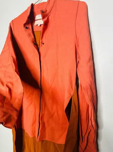 ROKSANDA Burnt Orange Two Tone Colorblock Button Down Wool Blend Shirtdress10 Size 10