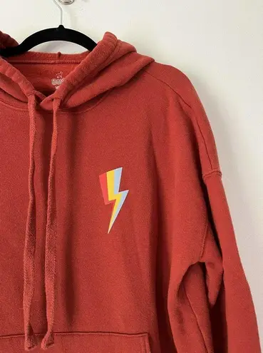 Goats Brand Rustic Burnt Orange Fleece Lined Pullover Hoodie Sweatshirt Medium