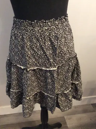 Ava Christine Floral Smocked Tiered Flirty Girly Mini Skirt Sz M Medium