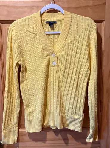 American Living yellow cable-knit pullover Sweater women’s L