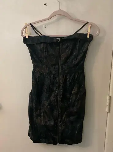 Staring At Stars Urban Outfitters Strapless Tapestry Zip Dress 4 Metallic Floral