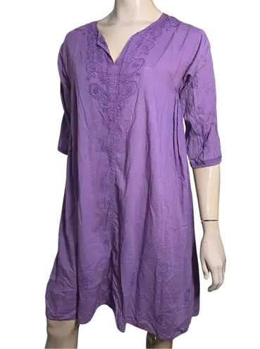 Roberta Roller Rabbit Women’s S Purple Cotton Embroidered Midi Cover Up Dress