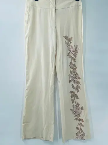 Yigal Azrouël Embellished Sequin Cut Out Flat Front Straight Leg Trousers Size 4