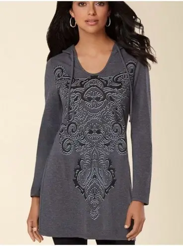 ✨Soma Divine Terry Scarf Hem Grey Sz Large Hoodie Paisley Scroll✨ Gray