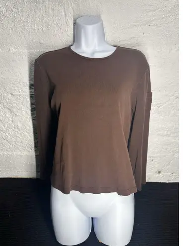 Lauren Ralph Lauren Women' Size Large 100% Cotton Long Sleeve Solid Brown Blouse