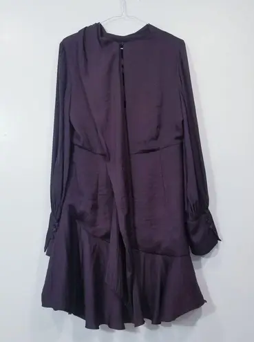 Ever New Satin Drape Long Sleeves Mini Dress Red Size 8