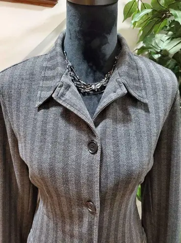 New York & Co. Women Gray Polyester Long Sleeve Jacket & Long Skirt 2 Piece Suit L