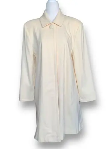 Vintage 80s Cream Collared Wool Car Coat Single Button Classic Minimalist XS