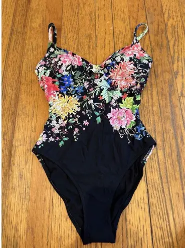 Johnny Was Metalli Notte Keyhole One-Piece Swimsuit Size XS New With Tags Floral