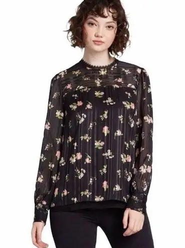 Modcloth  Accentuated Ease Black Floral Print Top