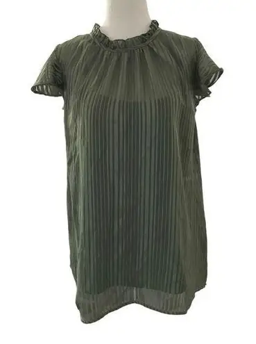 Ophelia Roe Green High Neck Lined Blouse Top Women Size Large | 6-5