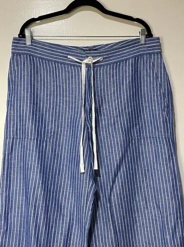 Ralph Lauren Lauren  Black Label Wide Leg Striped Pants Size 14 NWT Linen Blend