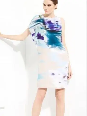 Piazza Sempione Made In Italy Womens Abstract Floral Print 100% Silk Dress Sz 42