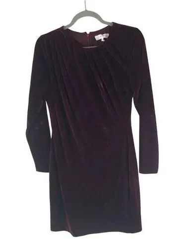 Reiss Matty Dress Velvet Long Sleeve Pleated Red 8