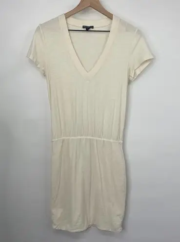 James Perse Blouson T Shirt Mini Dress V Neck Short Sleeve Cotton Stretch Knit S
