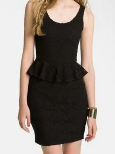 Pins & Needles Open Back Peplum Lace Dress Cut Out Sleeveless Mini Black