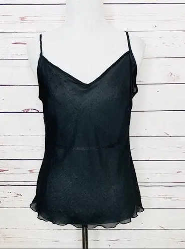 kim rogers Black Sheer Frilled Hem Camisole Size Small
