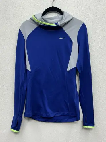 Nike  Running Dri Fit Women's Pullover Hoodie Small Blue/Gray/Lime Performance - Image 1