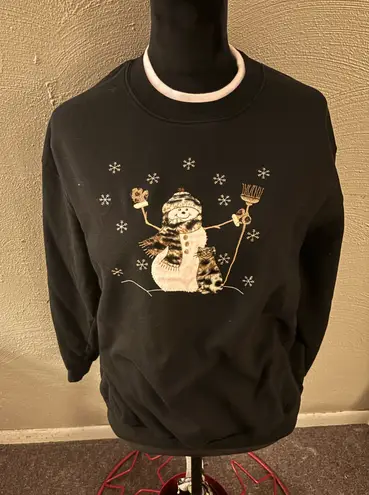 Morning Sun snowman crewneck sweatshirt woman’s size XL Black