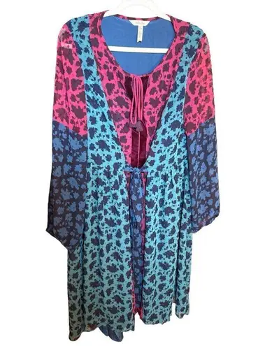 Matilda Jane a Little Party Floral Swiss Dot Velvet Dress Size L Red Green