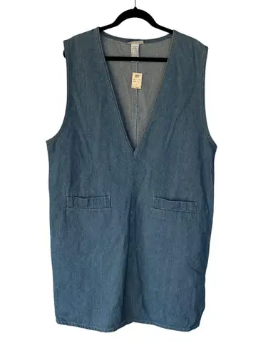 Vintage 90s Denim Jean Dress Boxy Teacher Academia Blue V