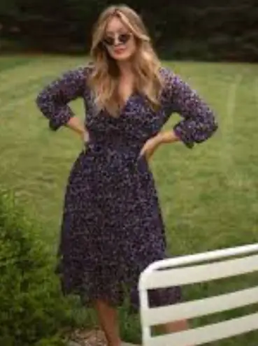 West K tiered midi dress size XL floral sheer sleeves flowy whimsical button up Pink