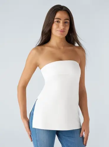 Halara Strapless Tube Top Shirt Side Slit Slim Fit Minimalist White Womens L New