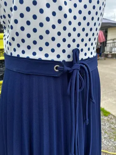 Vintage Blue  Polka Dot 60s Large Dress